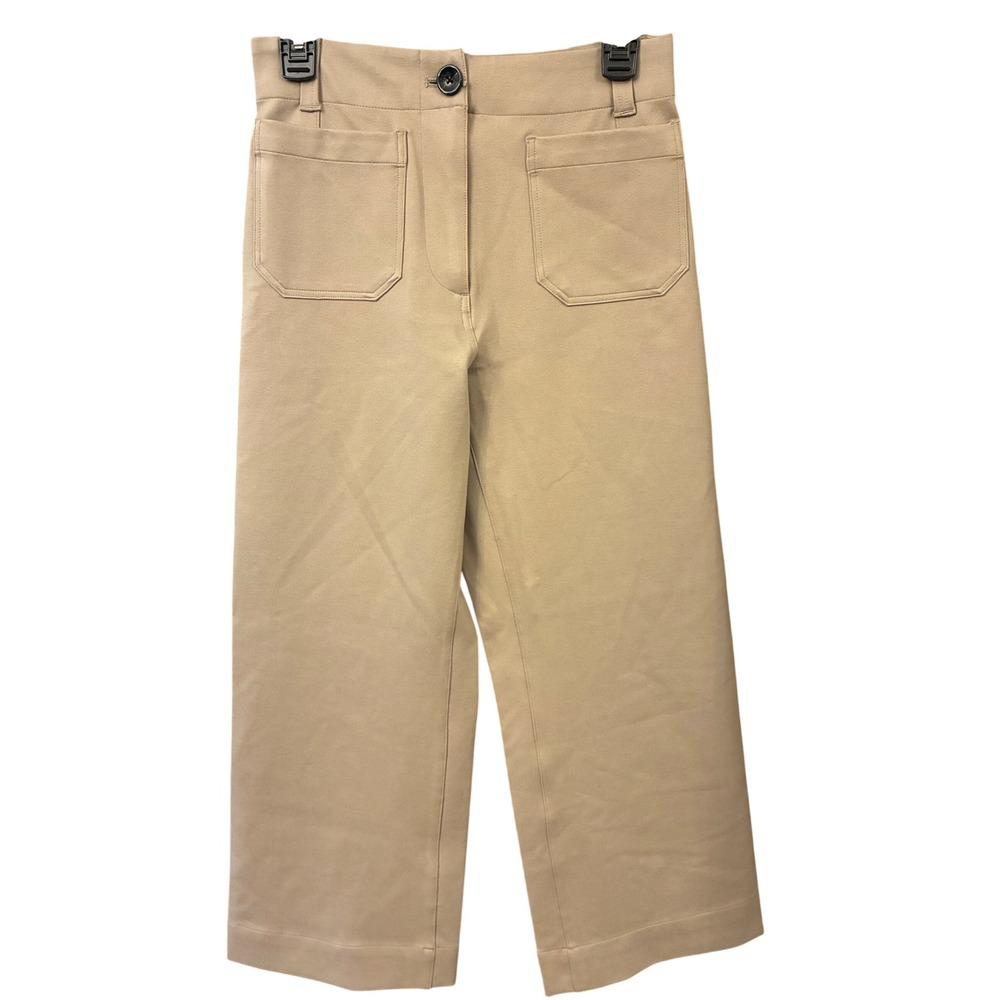 Quince Ponte Wide Leg Pants Women Size 2 Beige Excellent High Rise Trousers